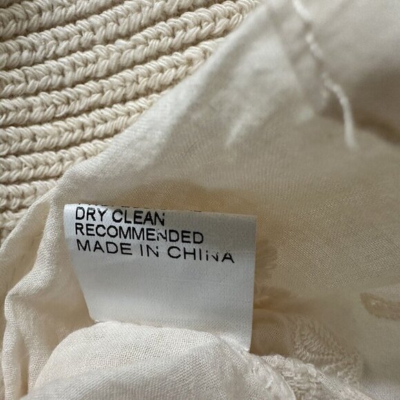 2/$30 Micas Boho Knit Strapless Peplum Top Womens M Beach Coquette Coastal Lace - Picture 11 of 11